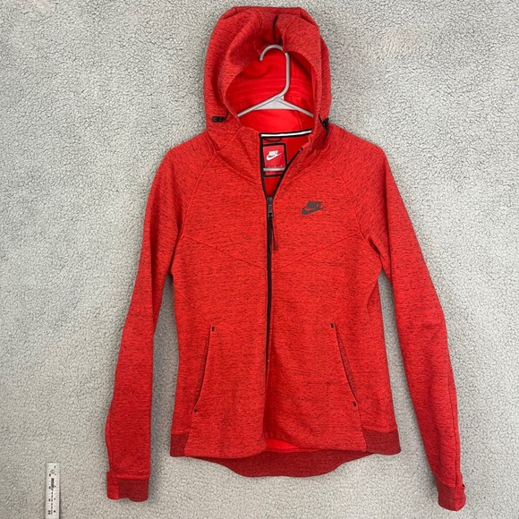 Nike Other - Nike‎ Tech Fleece Hoodie Kids size Medium Red Full Zip Heathered Athletic Jacket